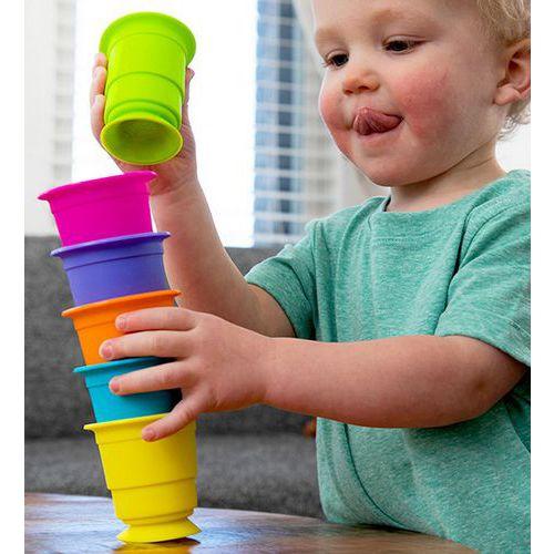 Illustration de : Lot de 6 gobelets ventouses en silicone - Tomy