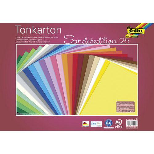 Illustration de : 25 cartons à dessin 35 x 50 cm 220g, 25 coloris assortis - Folia