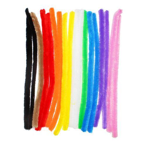 Illustration de : Sachet 18 chenilles 15 mm assorties 30 cm