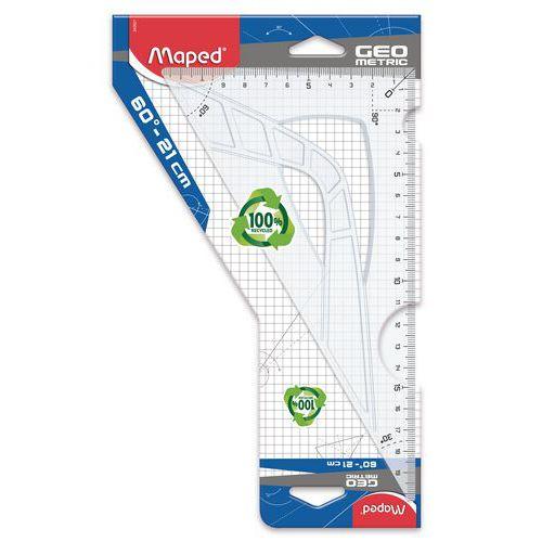 Illustration de : Equerre 60° grand côté 21 cm en plastique recyclé - Maped