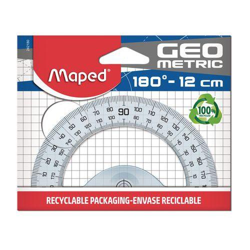 Illustration de : Rapporteur 180° base 12 cm géometric plastique recyclé - Maped