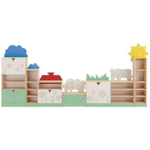 Illustration de : Ensemble de meubles de rangement - ferme