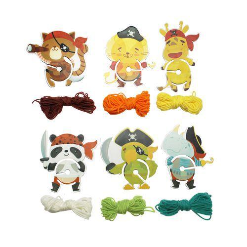 Illustration de : Kit 6 pompons à fabriquer ''petits pirates''