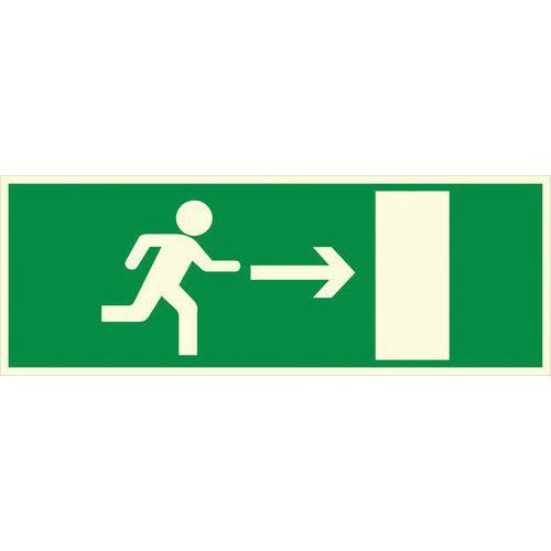 Illustration de : Panneau photoluminescent - Sortie de secours à droite - Rigide