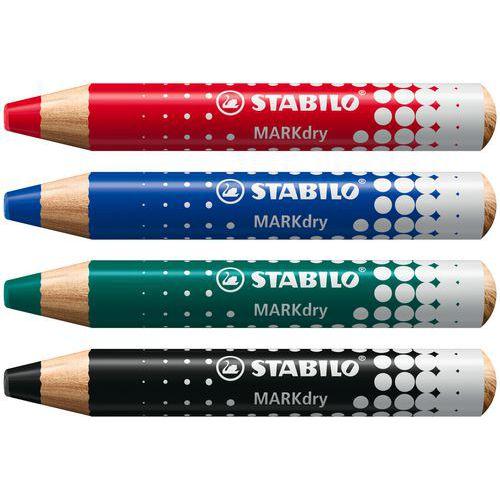 Illustration de : Etui de 4 crayons marqueurs markdry - Stabilo