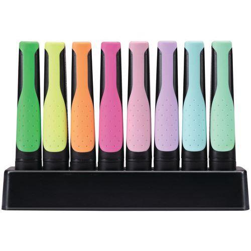 Illustration de : Set de 8 surligneurs pastel/fluo green boss - Stabilo