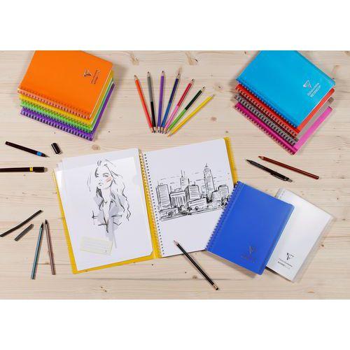 Illustration de : Cahier dessin 22,5x29,7cm spiralé 100 pages Koverbook - Clairefontaine
