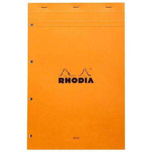 Illustration de : Bloc agrafé Orange N 20 21x31,8cm Seyès 80 feuilles perforées - Rhodia