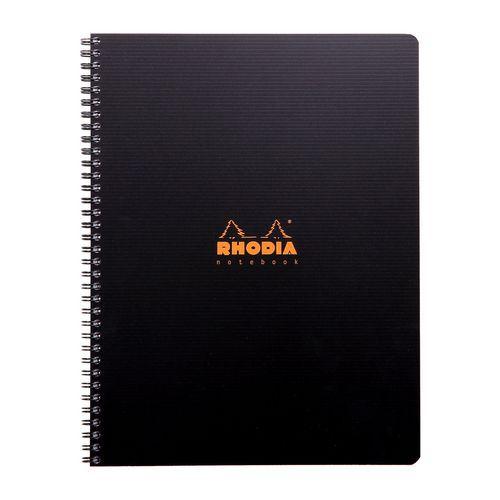 Illustration de : Cahier 90g A4+ 160 pages ligné + cadre microperforé - Rhodia