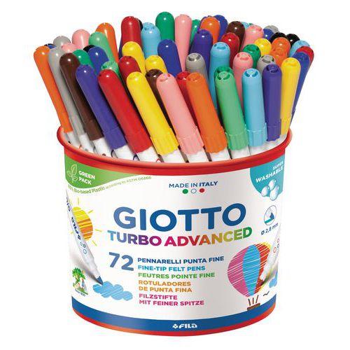 Illustration de : Pot 72 feutres couleurs assorties turbo advanced - Giotto