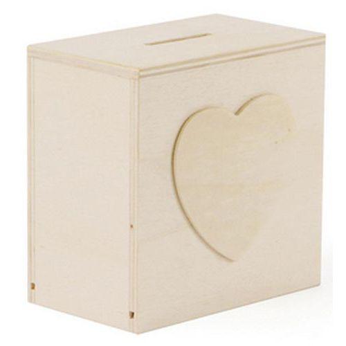 Illustration de : Tirelire motif cœur en bois à décorer 100x100x60 mm - Graine créative