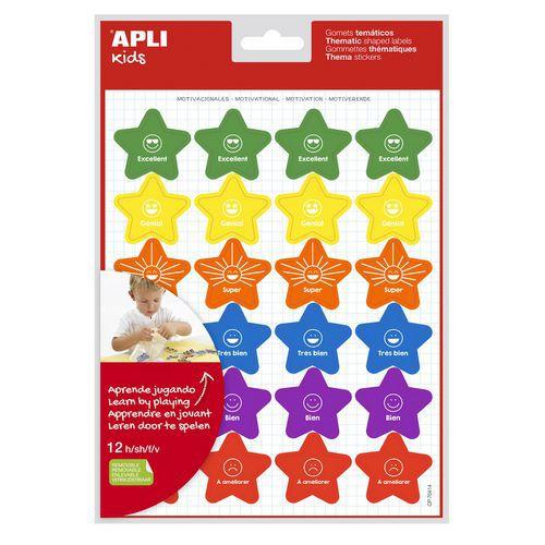 Illustration de : Pack 12 feuilles gommettes motivation étoiles - Apli Kids