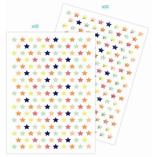 Illustration de : Etui 3240 gommettes étoiles métallisées & pastel - Maildor
