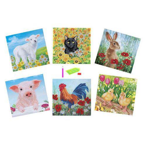 Illustration de : Atelier cartes à diamanter bébés animaux x6