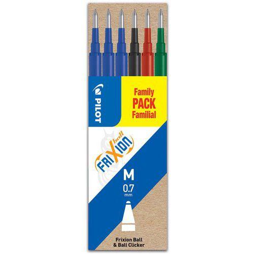 Illustration de : Set de 6 recharges pointe 0,7mm couleurs assorties - Pilot Frixion
