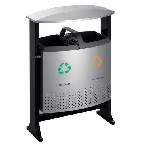 Illustration de : Poubelle d'extérieur tri sélectif 2x39L - Vepabins