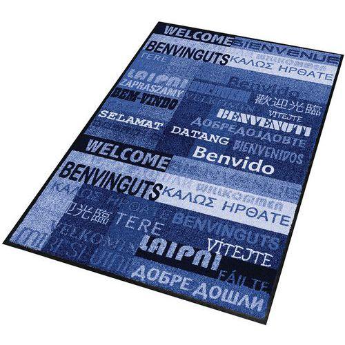 Illustration de : Tapis d'entrée décoratif zone de trafic peu intense New Welcome bleu - Notrax