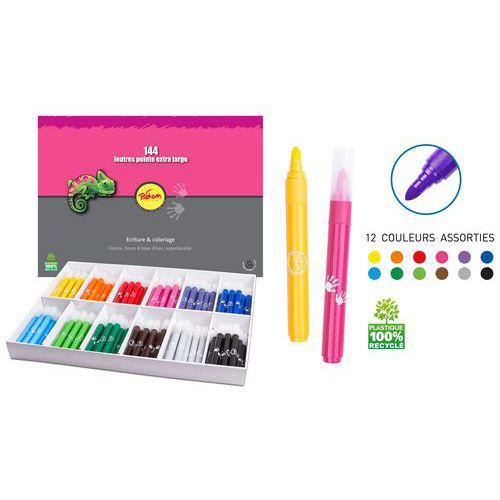 Illustration de : Schoolpack 144 feutres couleurs assorties - Pichon