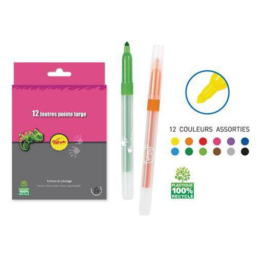 Illustration de : Pochette 12 feutres dessin pointe large - Pichon