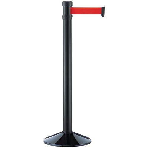 Illustration de : Poteau noir à sangle - 2 m - Aluminium - Manutan Expert