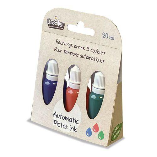 Illustration de : Lot de 3 recharges de 20 ml flacons d'encre tampons - Créa Lign