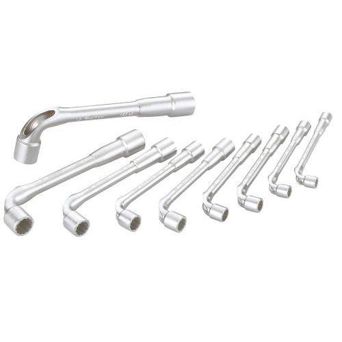 Illustration de : Jeu de 9 clés à pipe débouchées satinées 6/12 pans en boîte.