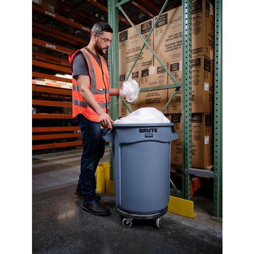 Illustration de : Socle à roulettes noir pour conteneur rond 75 L à  208 L - Rubbermaid