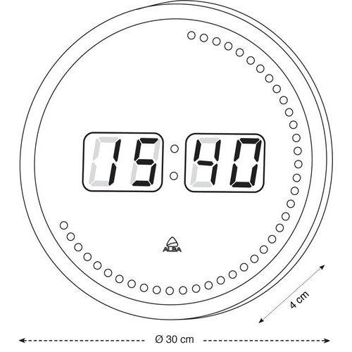 Illustration de : Horloge murale ronde LED rouge Alba
