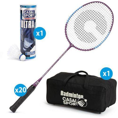 Illustration de : Lot de 20 raquettes Casal Sport highschool 3 + 1 sac + 6 volants