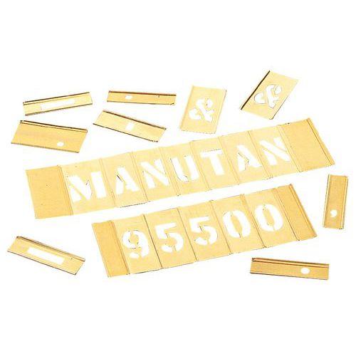 Illustration de : Pochoir en laiton - Jeu de 92 caractères alphanumériques