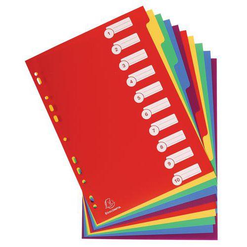 Illustration de : Intercalaires touches neutres Exacompta - Polypropylène - Coloris assortis - A4