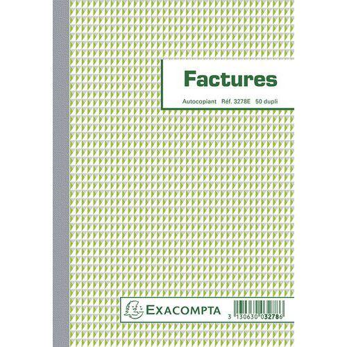 Illustration de : Manifold Factures avec mention TVA Exacompta - 21 x 14,8cm - 50 feuillets double - Autocopiant
