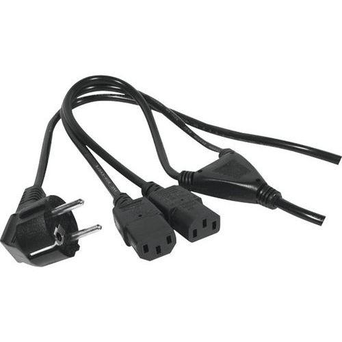 Illustration de : Cordon électrique en Y 1 x CEE7 / 2 x C13 - 1,8 m