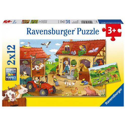 Illustration de : Puzzles 2 x 12 pièces le travail à la ferme - Ravensburger