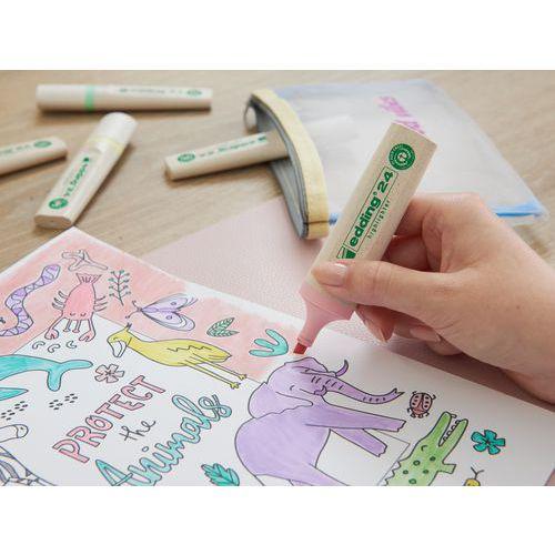 Illustration de : Boite 4 surligneurs ecoline biseautée couleurs pastels 24 - Edding