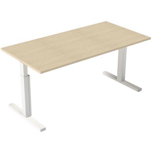 Illustration de : Bureau droit à manivelle avec piètement en T - Kelli