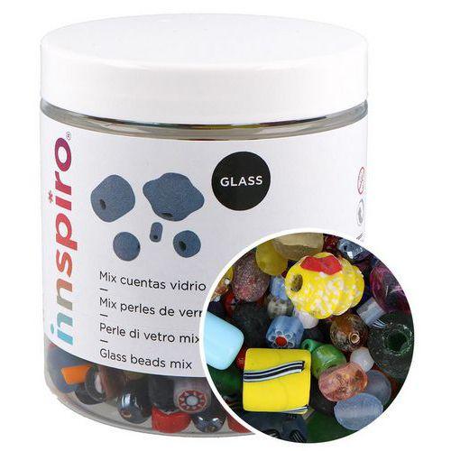 Illustration de : Bocal 300g de perles en verre tailles et couleurs assorties - Innspiro