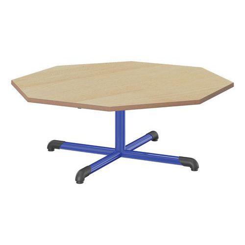 Illustration de : Table fixe Chloé plateau hêtre pied central octogonale - Mobidecor