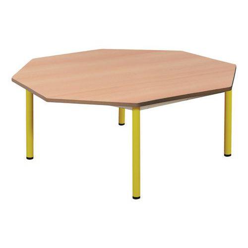 Illustration de : Table fixe Chloé plateau hêtre 4 pieds octogonale - Mobidecor