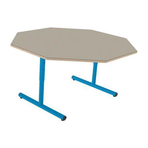 Illustration de : Table régl. Chloé octog. dégagement latéral plateau beige - Mobidecor