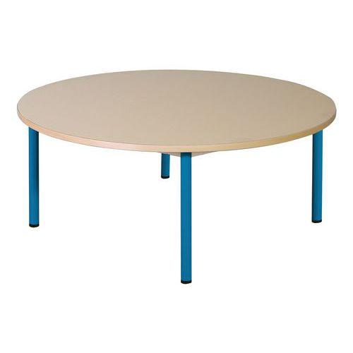 Illustration de : Table fixe Chloé plateau beige 4 pieds ronde - Mobidecor