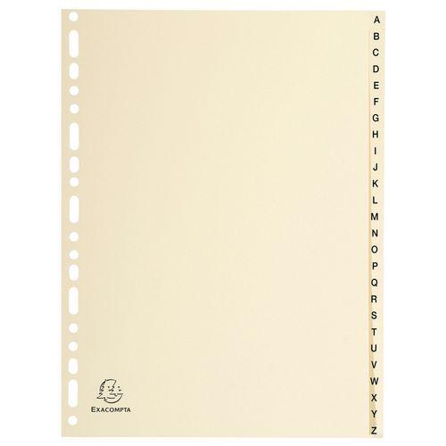Illustration de : Intercalaires carte peau 155g 26 positions de a à z A4