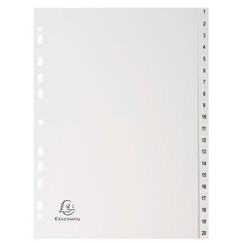 Illustration de : Intercalaires imprimés numériques pp blanc 20 positions - a4