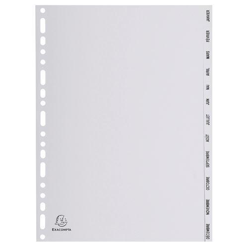 Illustration de : Intercalaires mensuels pp gris janvier-déc. 12 positions A4