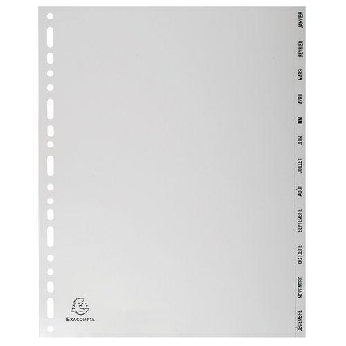 Illustration de : Intercalaires mensuels gris janv-déc. 12 positions A4 maxi
