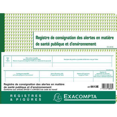 Illustration de : Piqûre registre de consignation des alertes 24x32cm