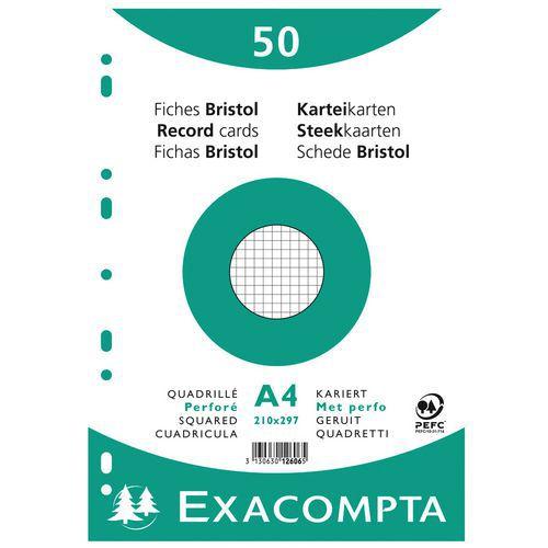 Illustration de : Paquet 50 fiches sous film quadrillé 5x5 perforé 210x297mm