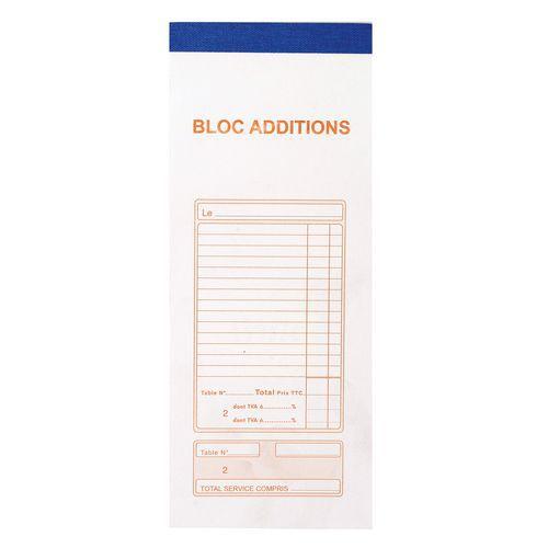 Illustration de : Bloc addition 50 feuillets autocopiants numérotés 9,1x22,5cm