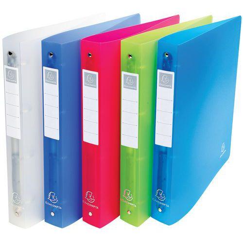 Illustration de : Classeur 4 anneaux 30mm PP chromaline étiquette dos A4 maxi