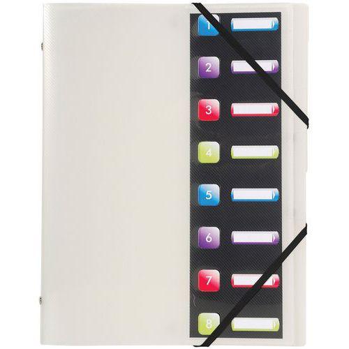 Illustration de : Trieur PP 3 rabats crystal colours 8 compartiments